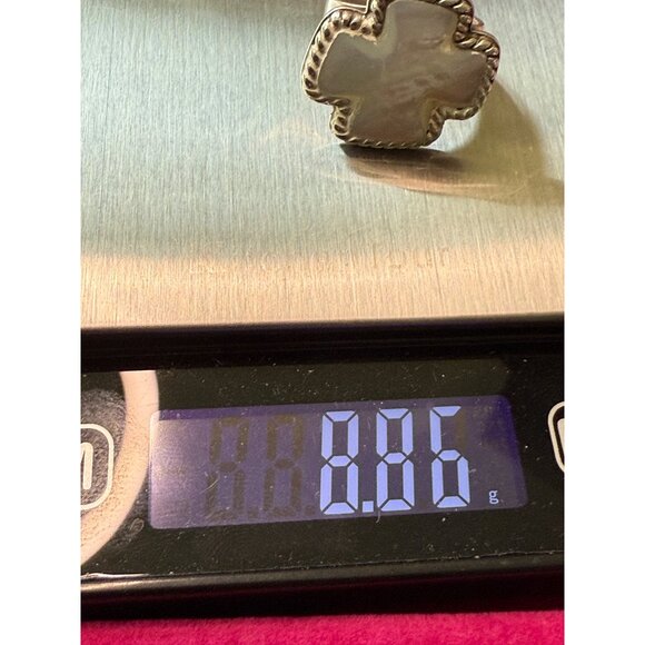 Carolyn Pollack Relios Mother Of Pearl Cross 925 Silver Ring 6.75 - Picture 8 of 8